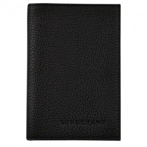 Akcesoria Longchamp Le Foulonné Passport Cover Damskie Czarne | SN-LCMP48586