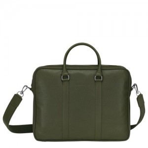 Aktówka Longchamp Le Foulonné M Męskie Khaki | SN-LCMP49045