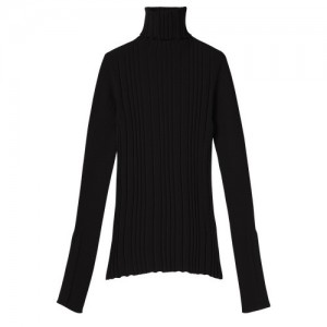 Dzianina Longchamp Swetry Damskie Czarne | SN-LCMP48785