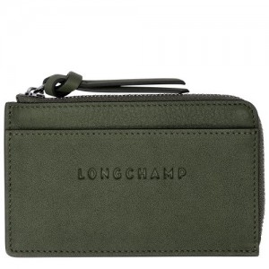 Etui na Karty Longchamp 3d Damskie Khaki | SN-LCMP48338