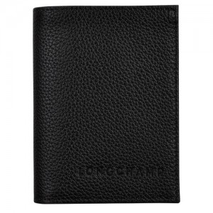 Etui na Karty Longchamp Le Foulonné Męskie Czarne | SN-LCMP49243