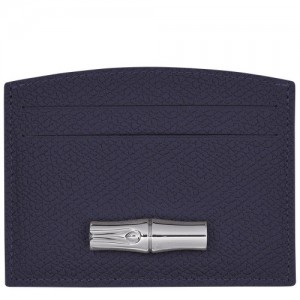 Etui na Karty Longchamp Roseau Damskie Granatowe | SN-LCMP48349