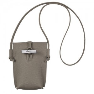 Etui na Telefon Longchamp Roseau With Koronkowe Damskie Szare | SN-LCMP48228