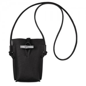 Etui na Telefon Longchamp Roseau With Koronkowe Damskie Czarne | SN-LCMP48231