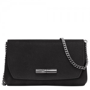 Kopertówka Longchamp Roseau Damskie Czarne | SN-LCMP48149