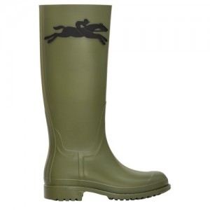Kozaki Longchamp Cheval Płaskie Damskie Khaki | SN-LCMP48805