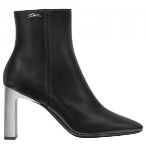 Kozaki Longchamp MéTal High Heel Low Damskie Czarne | SN-LCMP48801