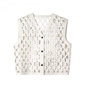 Kurtki Longchamp Bez Rękawów Cardigan Damskie Białe | SN-LCMP48648