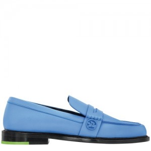 Loafersy Longchamp Box-trot Damskie Jasny Niebieskie | SN-LCMP48809