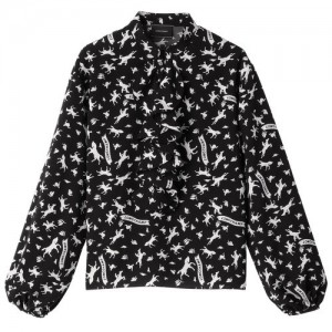 Najfatalniejszy Longchamp Blouse Damskie Czarne | SN-LCMP48698