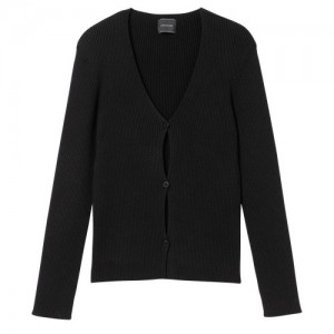 Najfatalniejszy Longchamp Cardigan Damskie Czarne | SN-LCMP48701