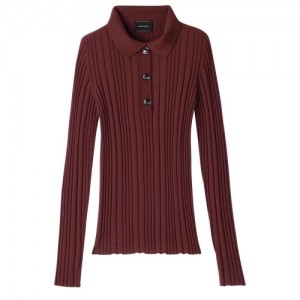 Najfatalniejszy Longchamp Polo Neck Swetry Damskie Brązowe | SN-LCMP48690