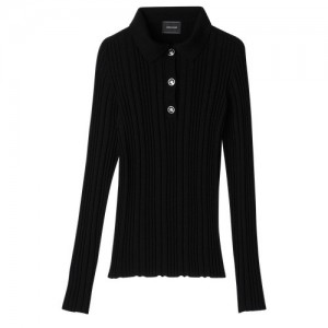 Najfatalniejszy Longchamp Polo Neck Swetry Damskie Czarne | SN-LCMP48691