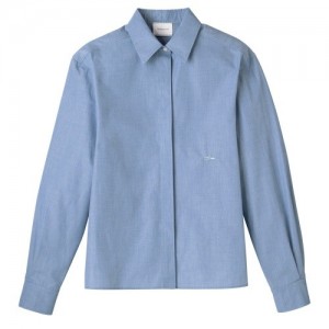 Najfatalniejszy Longchamp Shirt Damskie Niebieskie | SN-LCMP48692