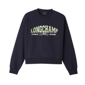 Najfatalniejszy Longchamp Sweatshirt Damskie Granatowe | SN-LCMP48727