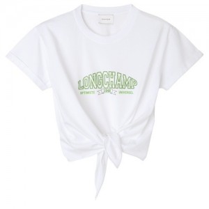 Najfatalniejszy Longchamp Tied T-shirt Damskie Białe | SN-LCMP48717