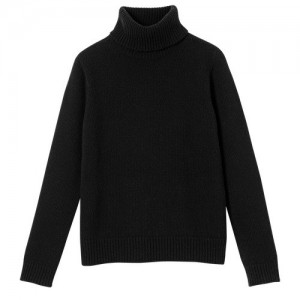 Najfatalniejszy Longchamp Turtleneck Swetry Damskie Czarne | SN-LCMP48707