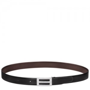 Paski Longchamp Delta Box Męskie Czarne Beżowe | SN-LCMP49438