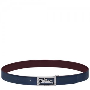 Paski Longchamp Delta Box Męskie Granatowe Bordowe | SN-LCMP49432
