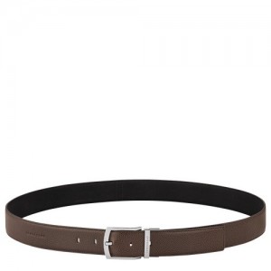 Paski Longchamp Le Foulonné Męskie Beżowe Czarne | SN-LCMP49453