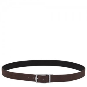 Paski Longchamp Le Foulonné Męskie Beżowe Czarne | SN-LCMP49457