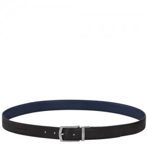 Paski Longchamp Le Foulonné Męskie Czarne Granatowe | SN-LCMP49456