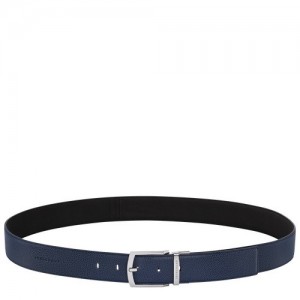 Paski Longchamp Le Foulonné Męskie Granatowe Czarne | SN-LCMP49452