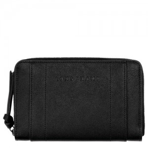 Portfele Longchamp 3d Damskie Czarne | SN-LCMP48259