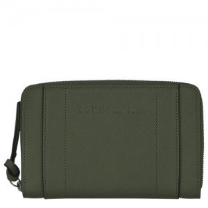Portfele Longchamp 3d Damskie Khaki | SN-LCMP48305