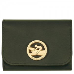 Portfele Longchamp Box-trot Damskie Khaki | SN-LCMP48301