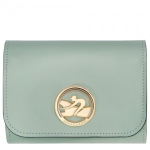 Portfele Longchamp Box-trot Damskie Zielone Szare | SN-LCMP48255