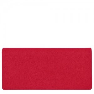 Portfele Longchamp Le Foulonné Continental Damskie Czerwone | SN-LCMP48264