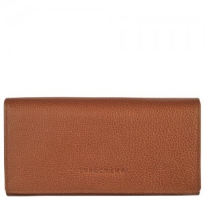 Portfele Longchamp Le Foulonné Continental Damskie Brązowe | SN-LCMP48265