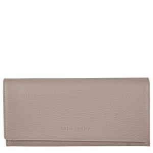 Portfele Longchamp Le Foulonné Continental Damskie Szare | SN-LCMP48267