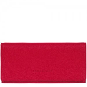Portfele Longchamp Le Foulonné Continental Damskie Czerwone | SN-LCMP48268
