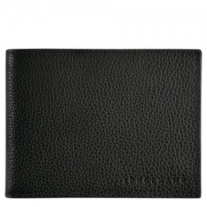 Portfele Longchamp Le Foulonné Damskie Czarne | SN-LCMP48249