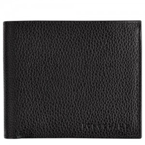 Portfele Longchamp Le Foulonné Damskie Czarne | SN-LCMP48253
