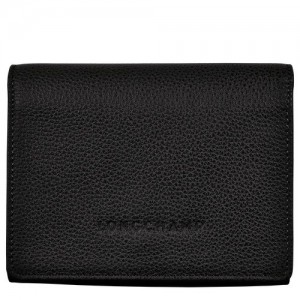 Portfele Longchamp Le Foulonné Męskie Czarne | SN-LCMP49229