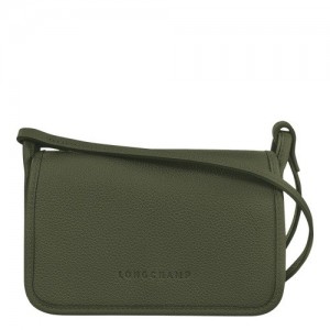 Portfele Longchamp Le Foulonné On Chain Damskie Khaki | SN-LCMP48308