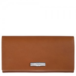 Portfele Longchamp Roseau Continental Damskie Brązowe | SN-LCMP48278