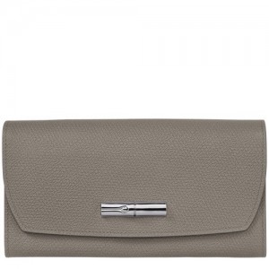 Portfele Longchamp Roseau Continental Damskie Szare | SN-LCMP48279