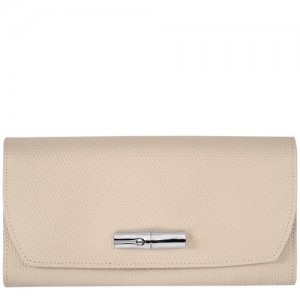 Portfele Longchamp Roseau Continental Damskie Beżowe | SN-LCMP48280
