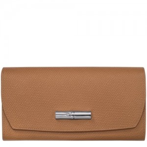Portfele Longchamp Roseau Continental Damskie Beżowe | SN-LCMP48281