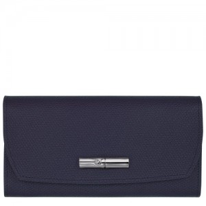 Portfele Longchamp Roseau Continental Damskie Granatowe | SN-LCMP48310