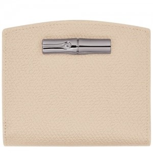 Portfele Longchamp Roseau Damskie Beżowe | SN-LCMP48284