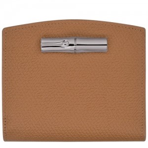 Portfele Longchamp Roseau Damskie Beżowe | SN-LCMP48286