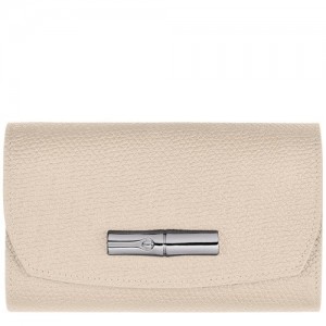 Portfele Longchamp Roseau Damskie Beżowe | SN-LCMP48289