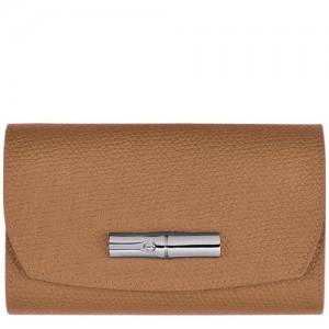 Portfele Longchamp Roseau Damskie Beżowe | SN-LCMP48291