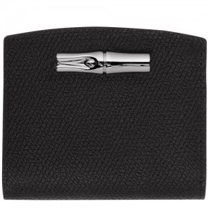 Portfele Longchamp Roseau Damskie Czarne | SN-LCMP48287