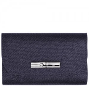 Portfele Longchamp Roseau Damskie Granatowe | SN-LCMP48312